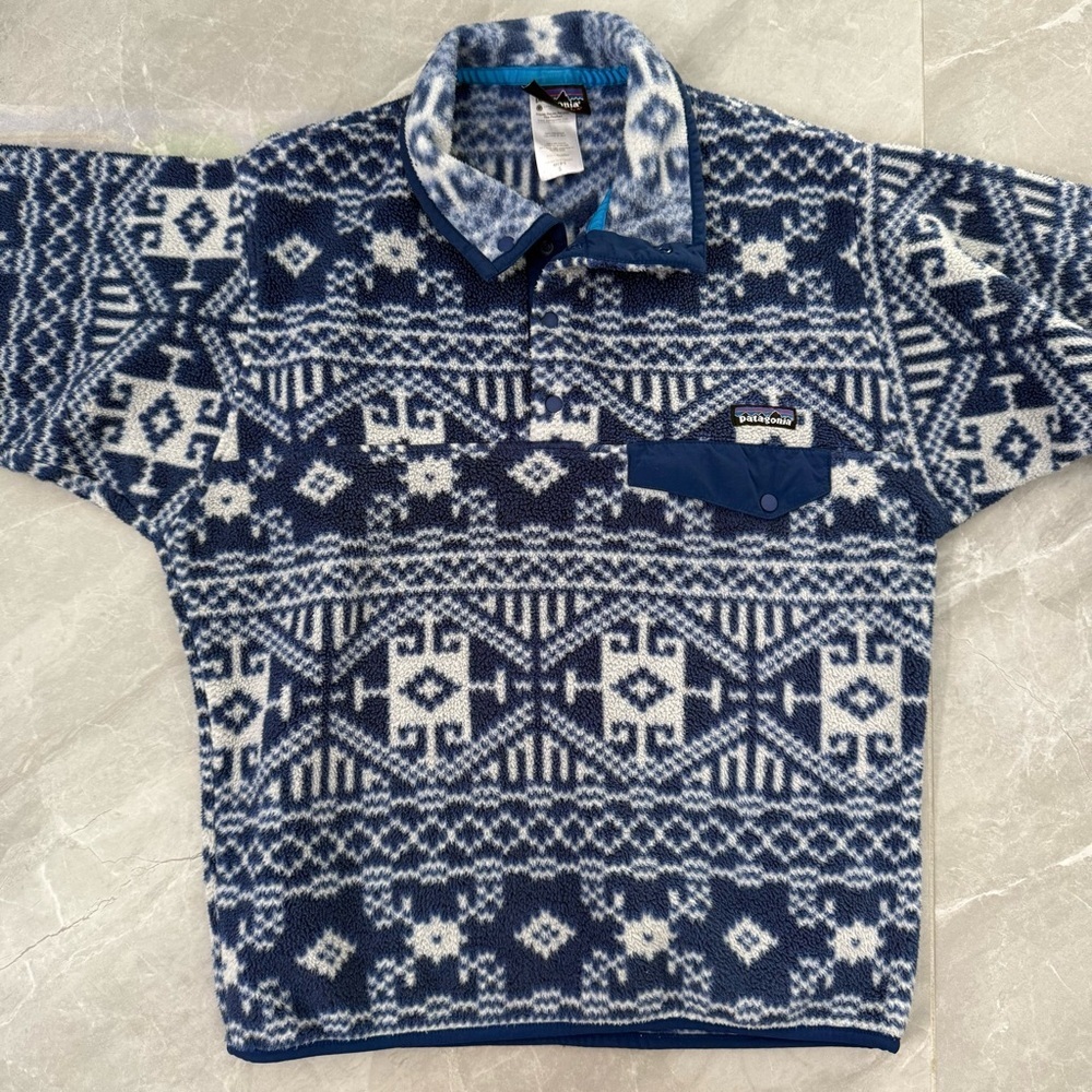 Men’s Vintage Patagonia Synchilla Nordic Fisher Snap-T Pullover Jacket Small - Picture 9 of 16